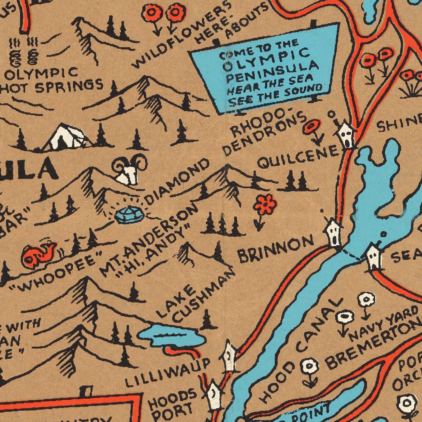 Vintage Map of Seattle, Washington, 1934