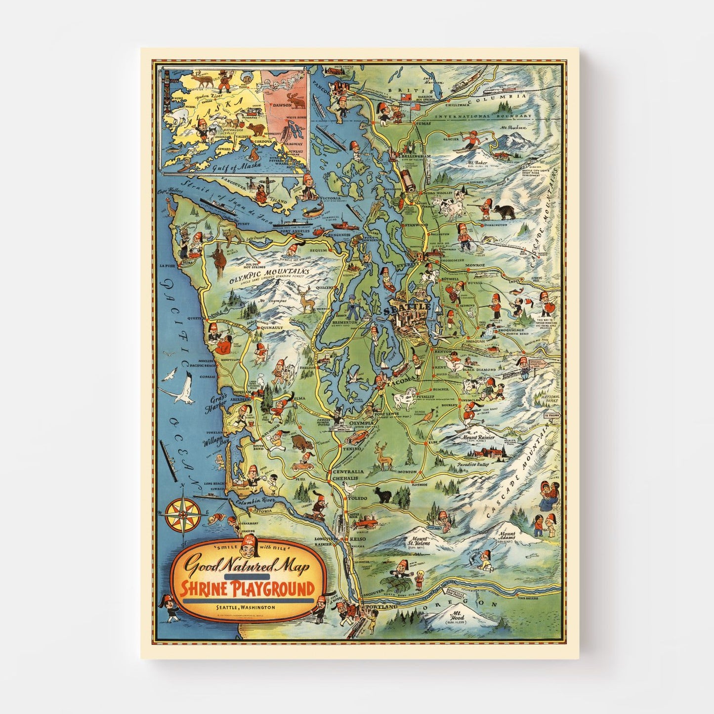 Vintage Map of Seattle, Washington, 1936