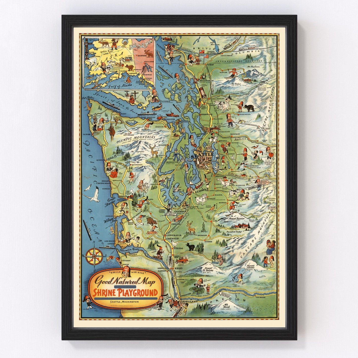 vintage map of Seattle, Washington, 1936
