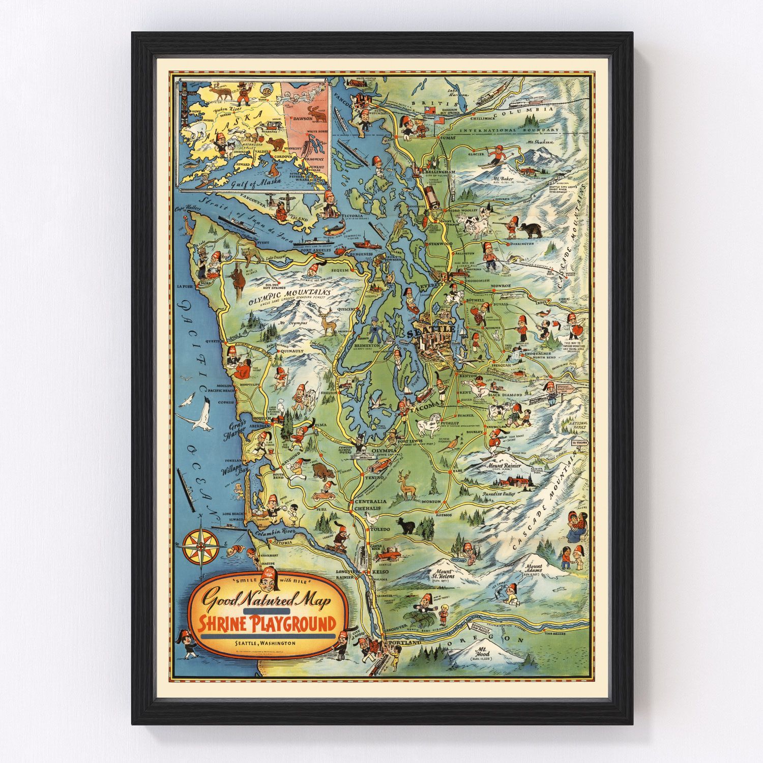 vintage map of Seattle, Washington, 1936