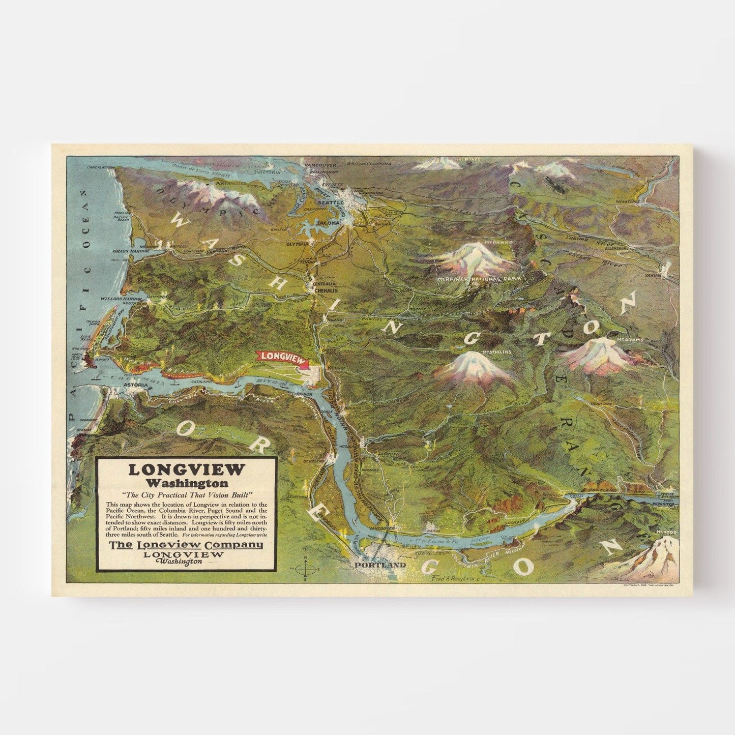 Vintage Map of Seattle, Washington, 1923
