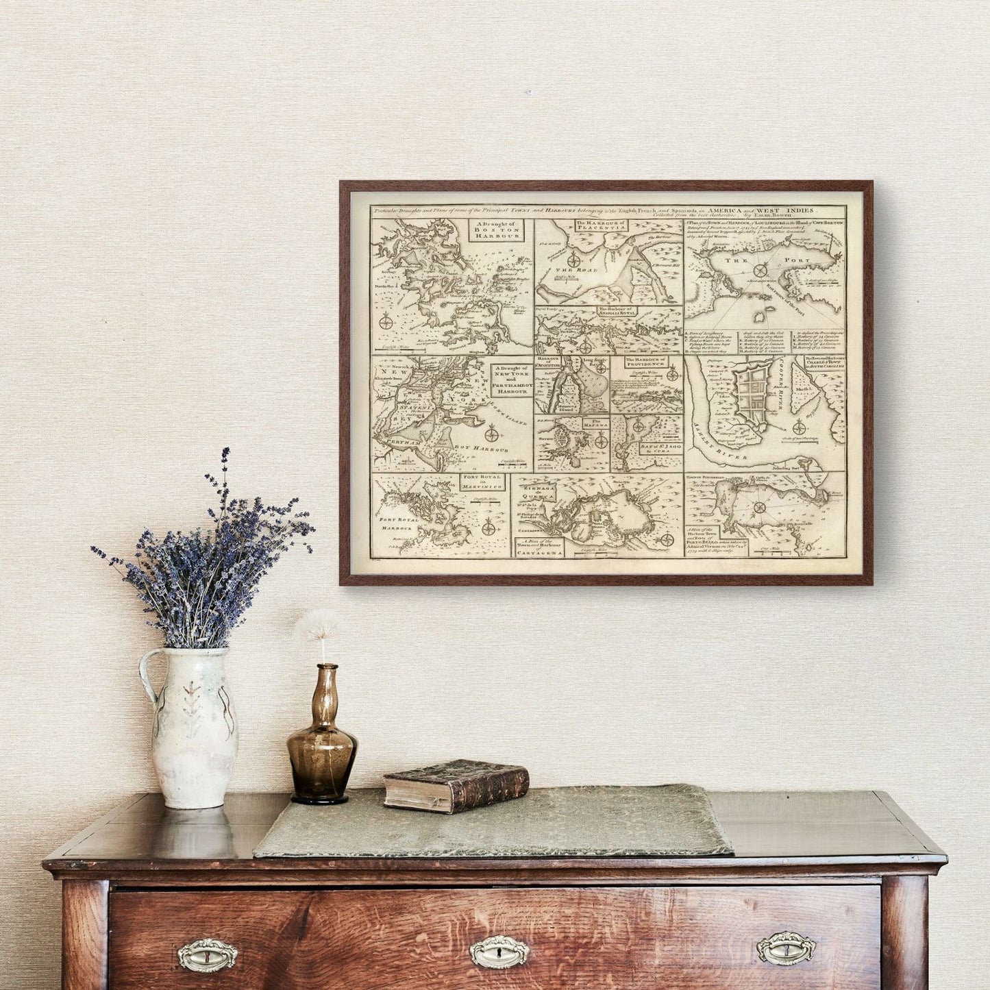 Vintage Map of Boston, Massachusetts, 1747