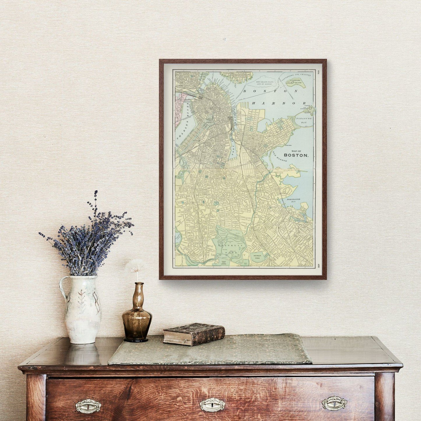 Vintage Map of Boston Massachusetts 1901 Print