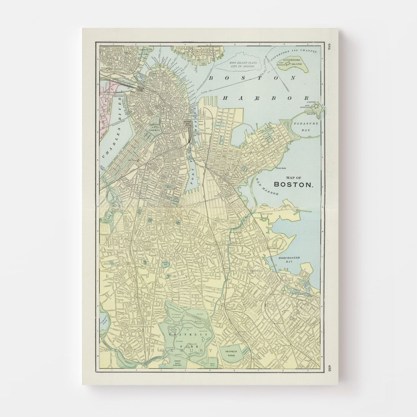 Vintage Map of Boston Massachusetts 1901 Print