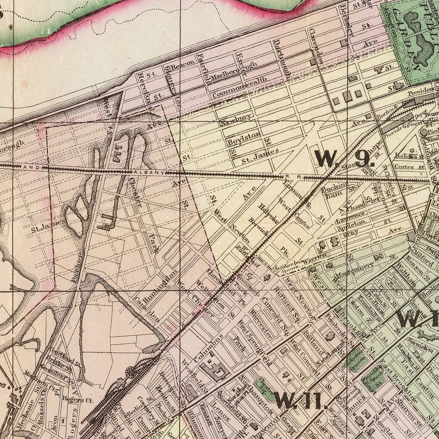 Vintage Map of Boston, Massachusetts 1874