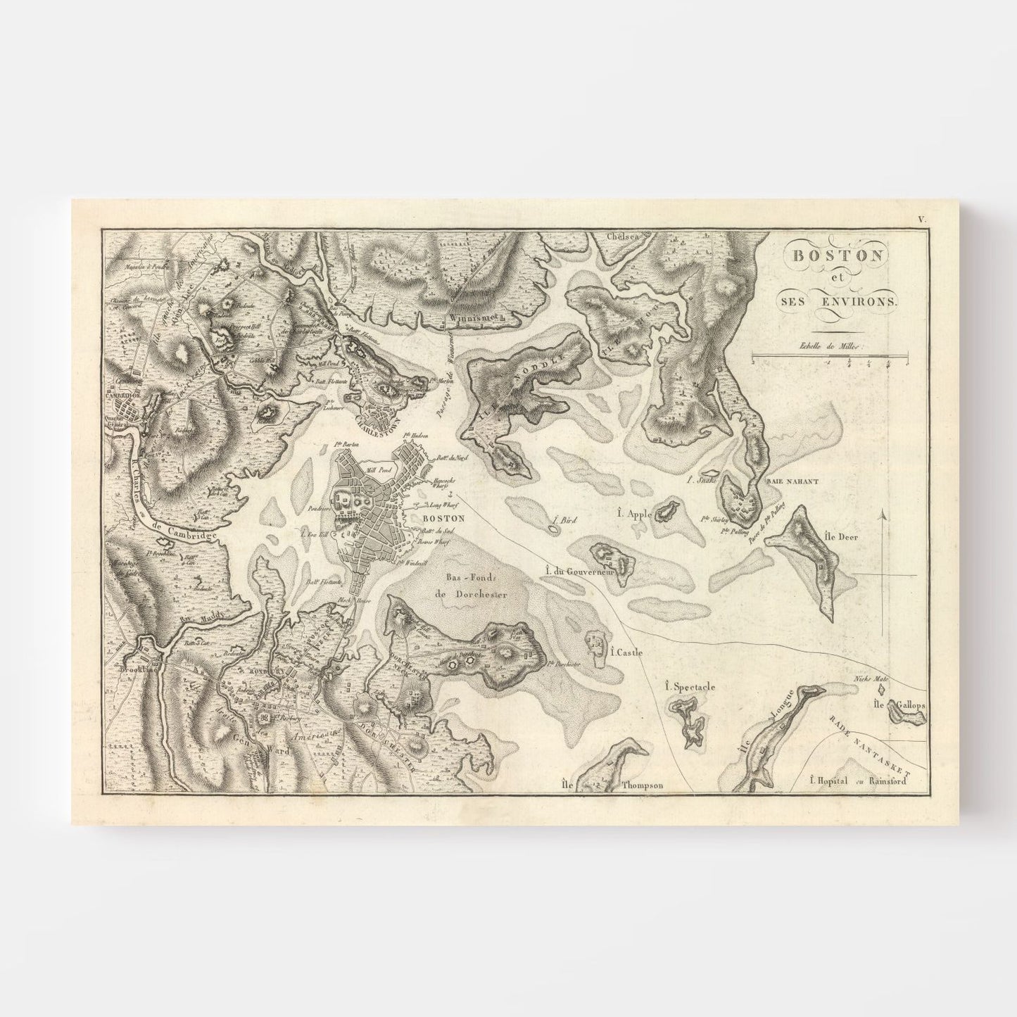 Vintage Map of Boston, Massachusetts 1807