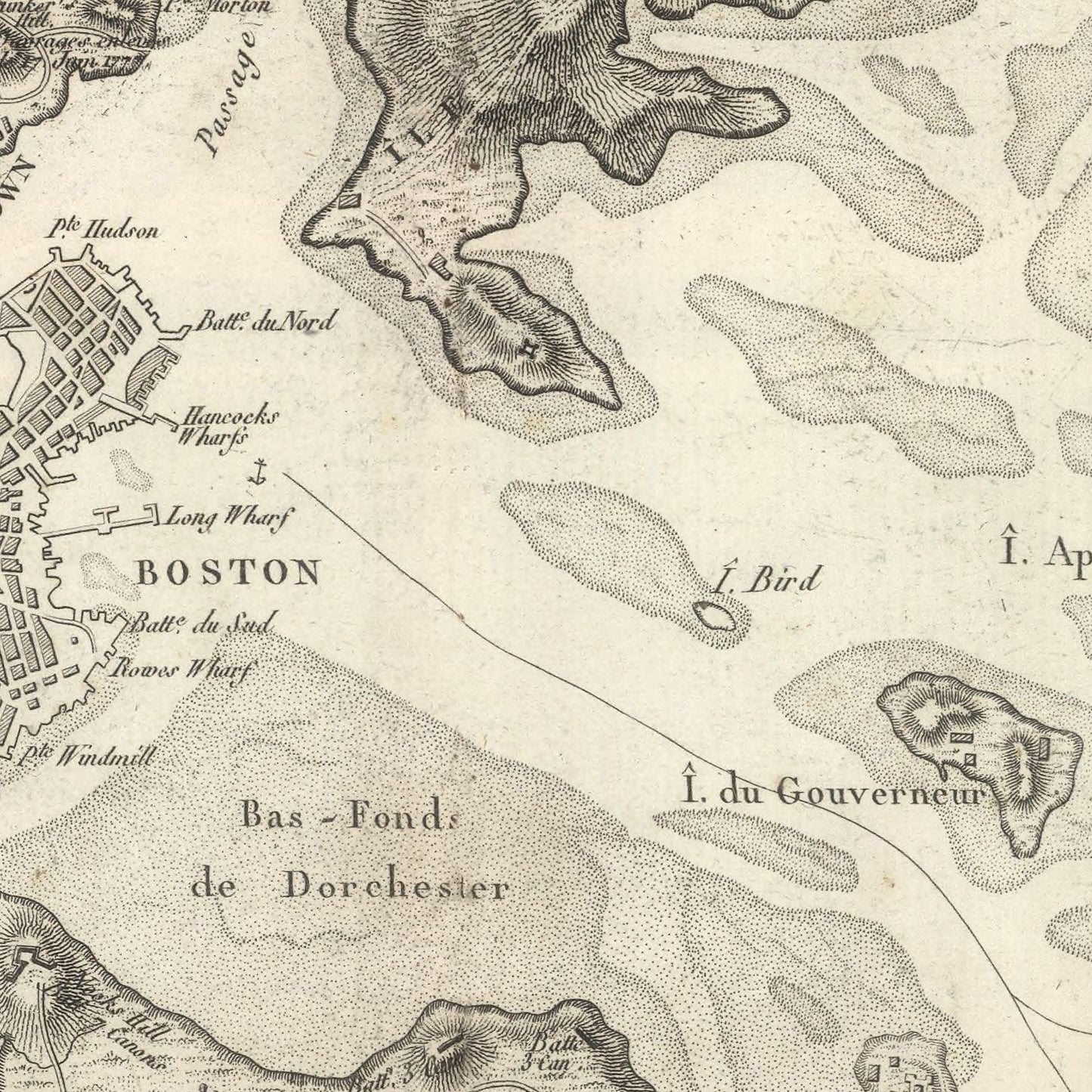 Vintage Map of Boston, Massachusetts 1807