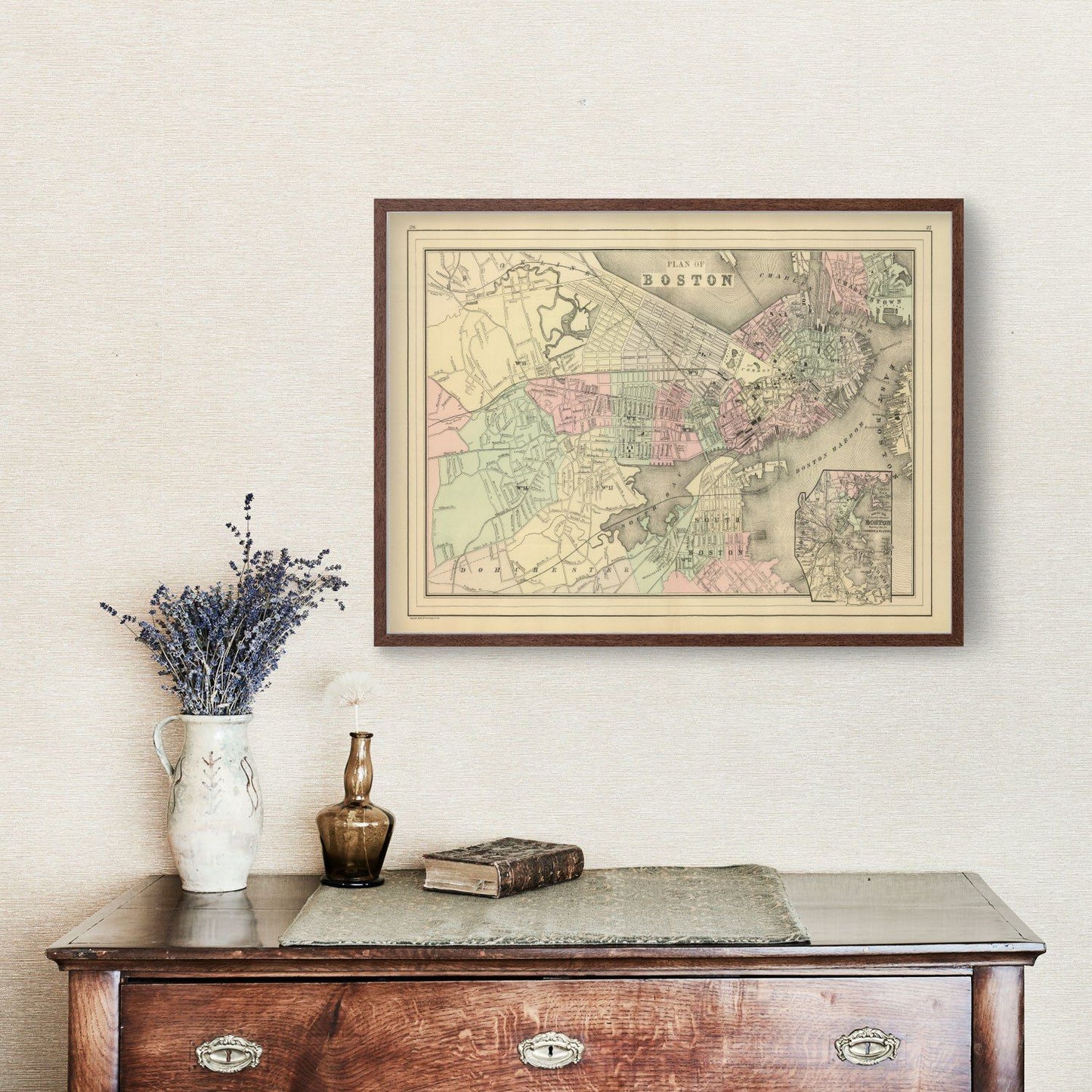 Vintage Map of Boston, Massachusetts 1886