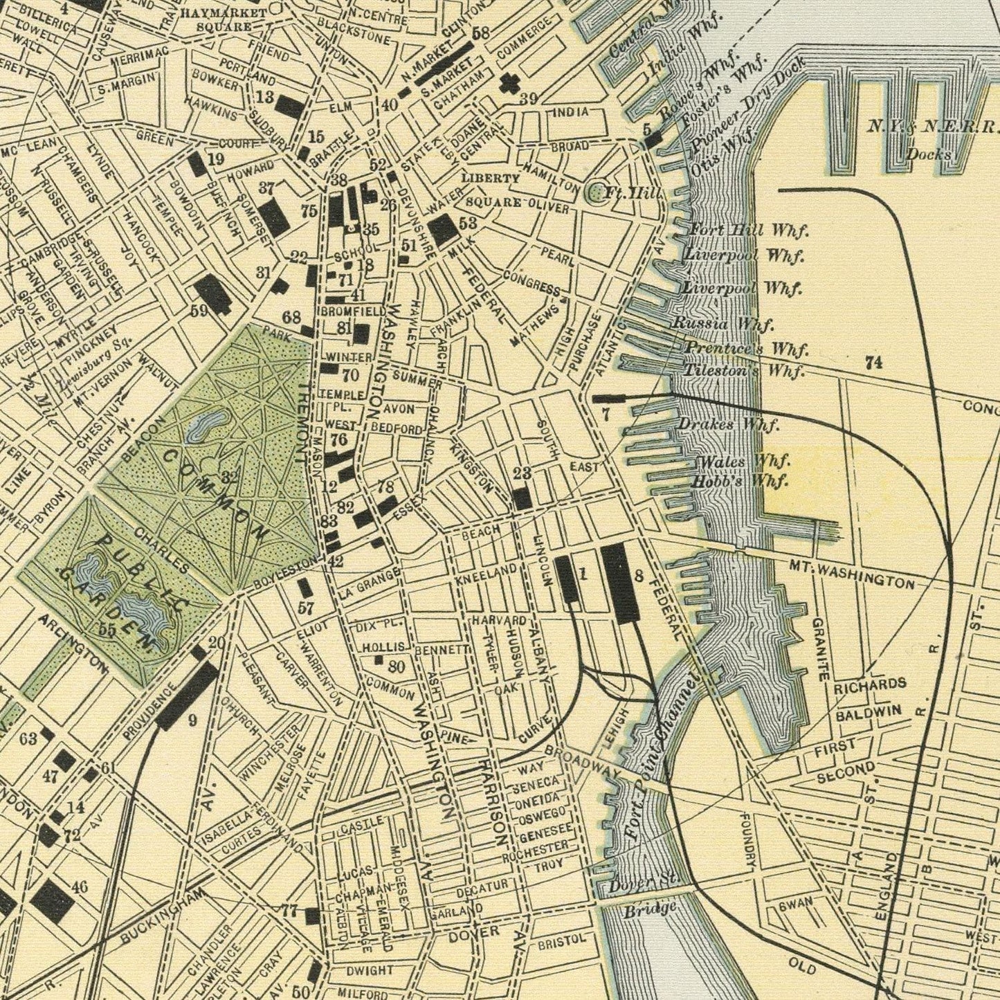 Vintage Map of Boston, Massachusetts 1891