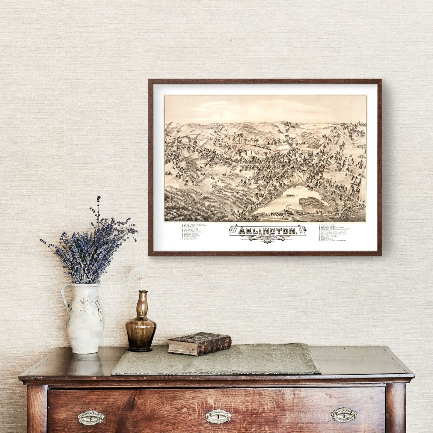 Vintage Map of Arlington, Massachusetts, 1884