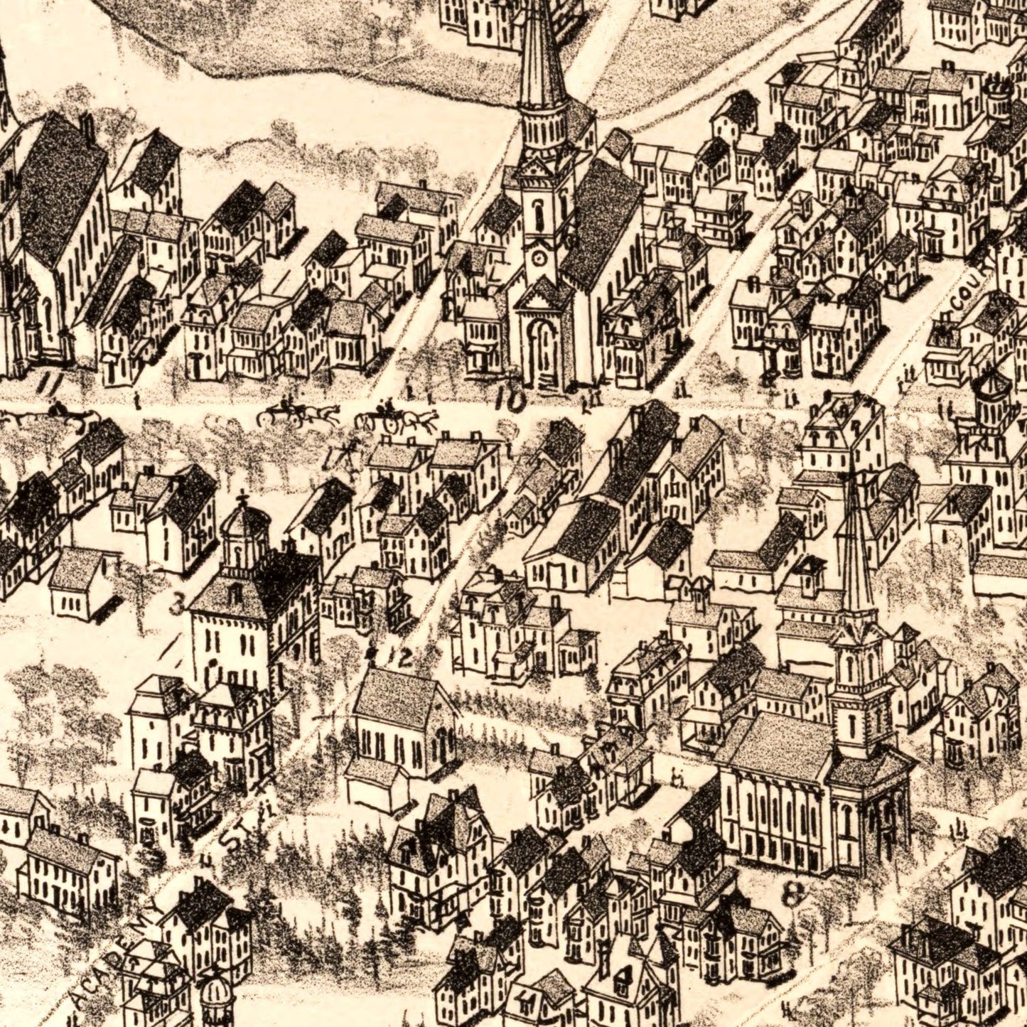 Vintage Map of Arlington, Massachusetts, 1884