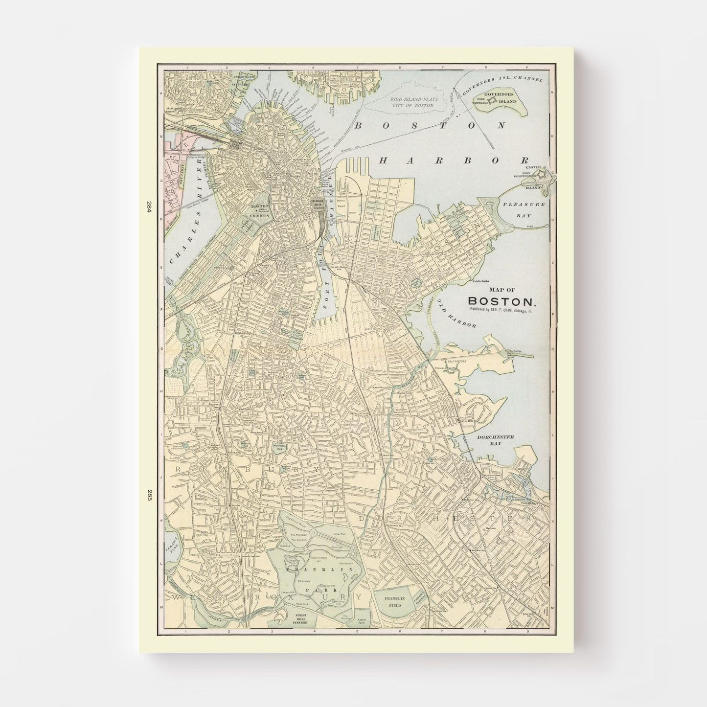 Vintage Map of Boston, Massachusetts, 1901 (B)