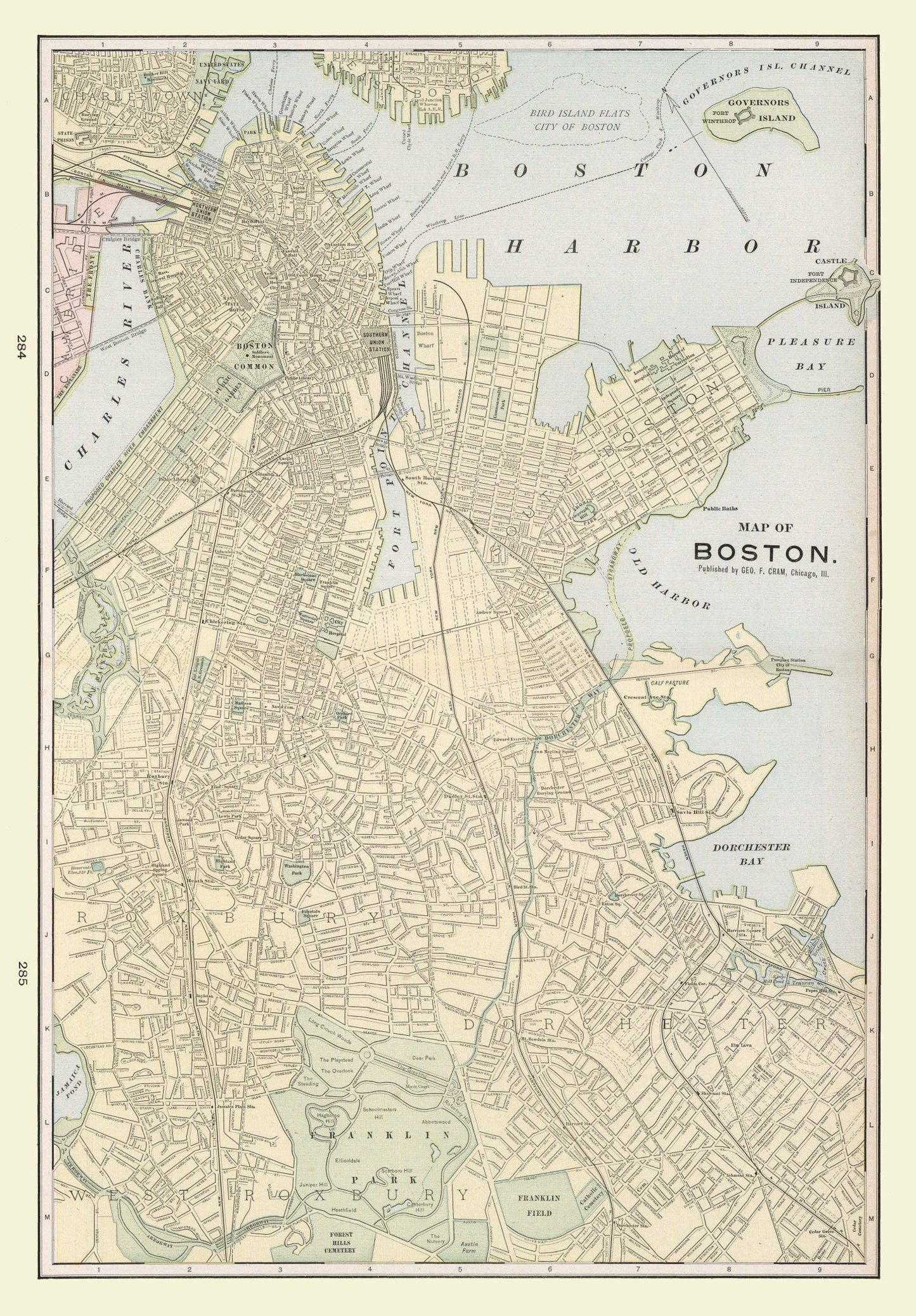 Vintage Map of Boston, Massachusetts, 1901 (B)