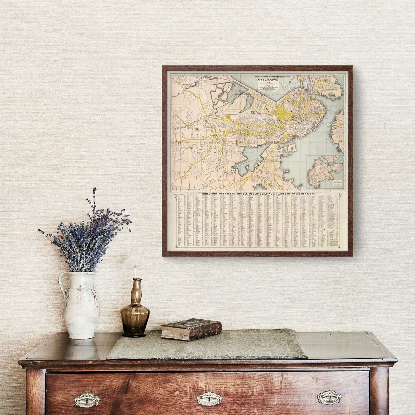 Vintage Map of Boston, Massachusetts 1872