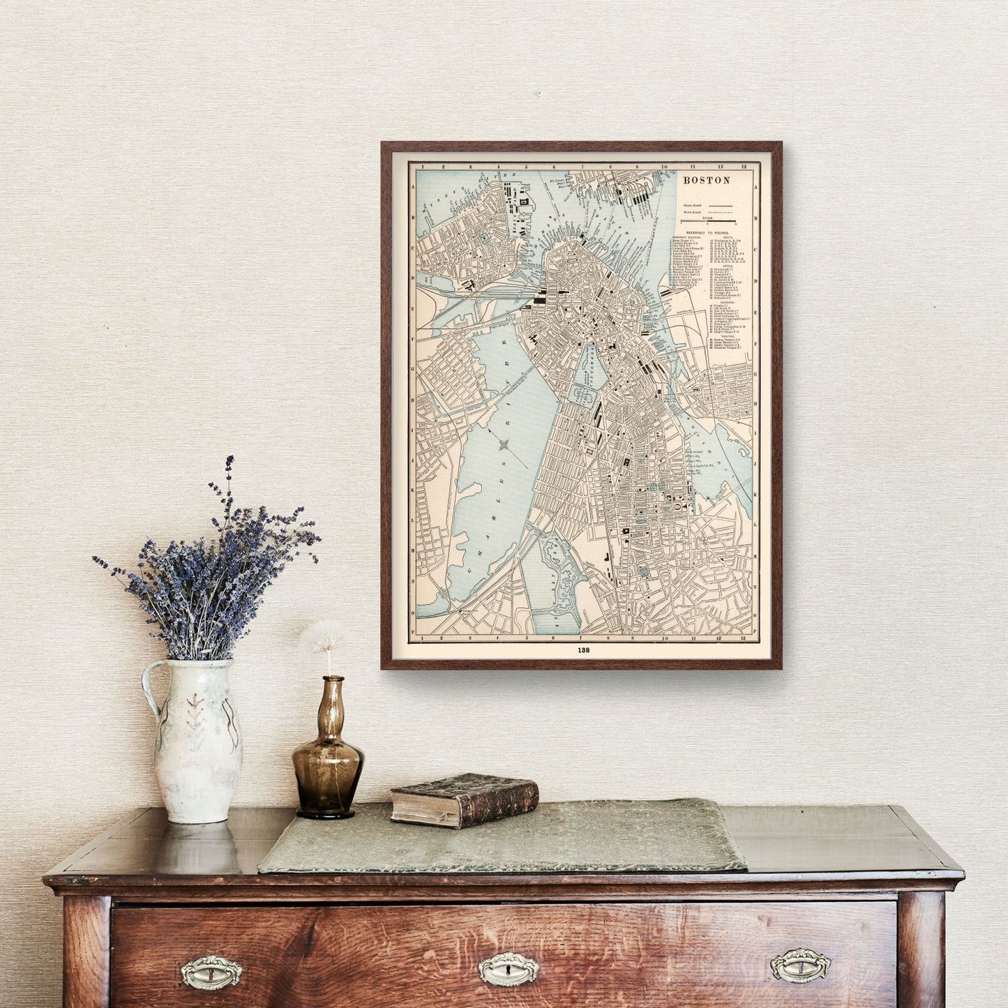 Vintage Map of Boston, Massachusetts, 1893 (B)