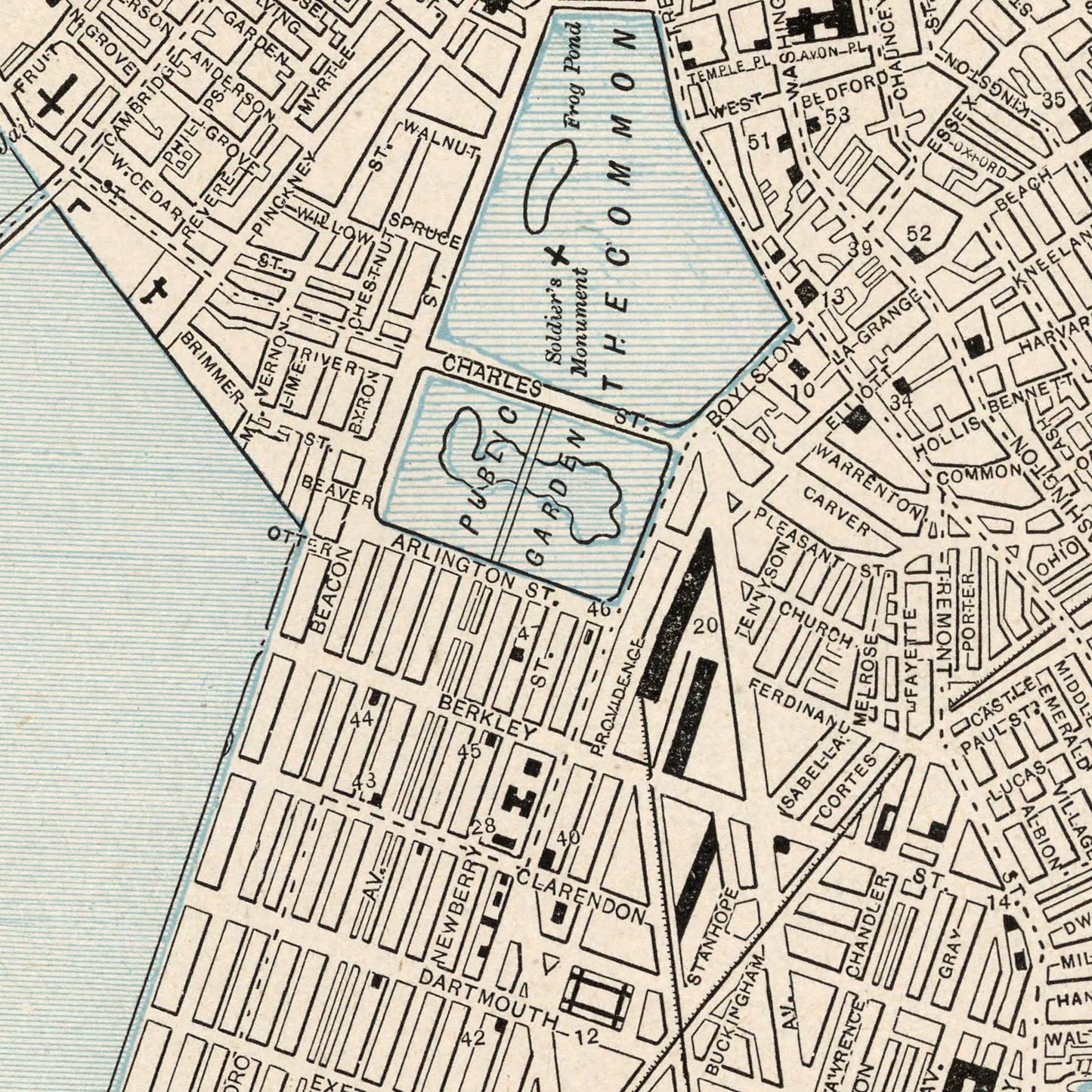 Vintage Map of Boston, Massachusetts, 1893 (B)