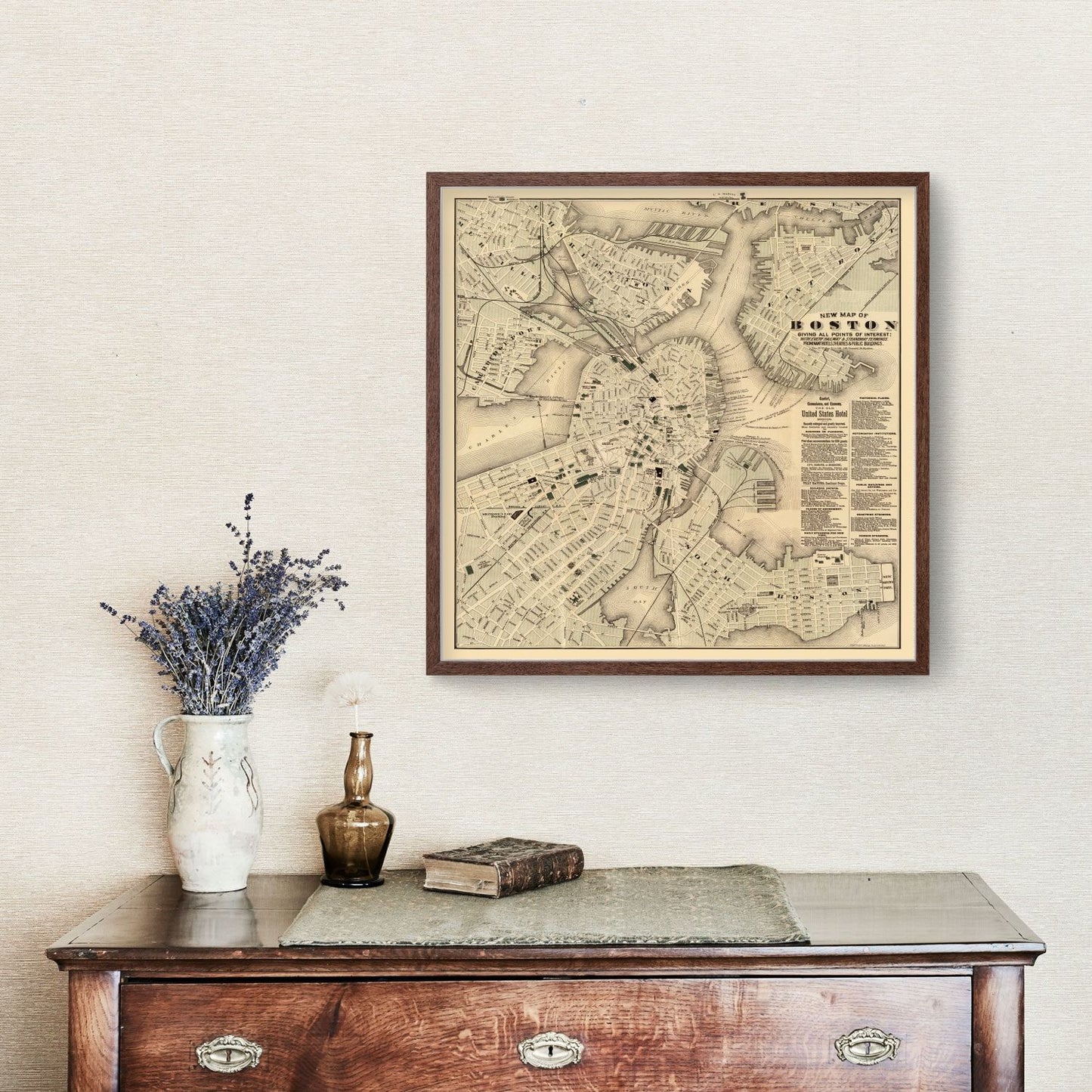 Vintage Map of Boston, Massachusetts 1884