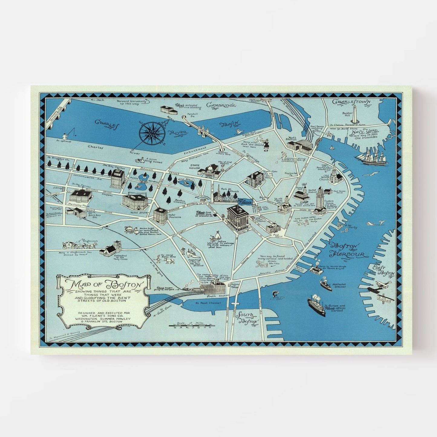 Vintage Map of Boston, Massachusetts, 1926 (A)
