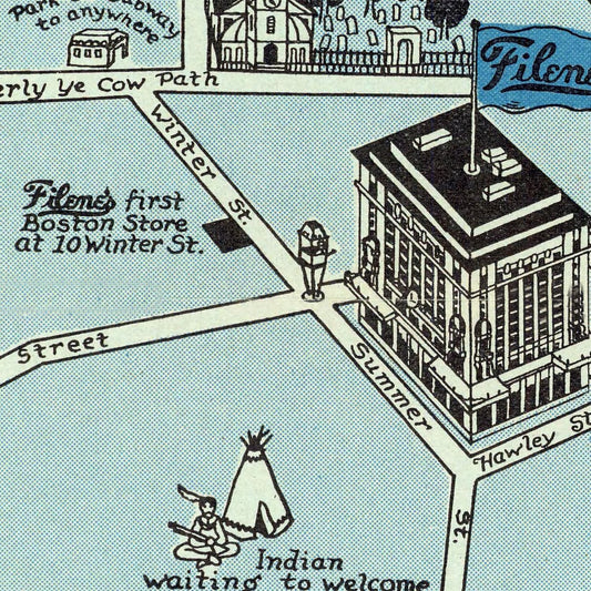 Vintage Map of Boston, Massachusetts, 1926 (A)