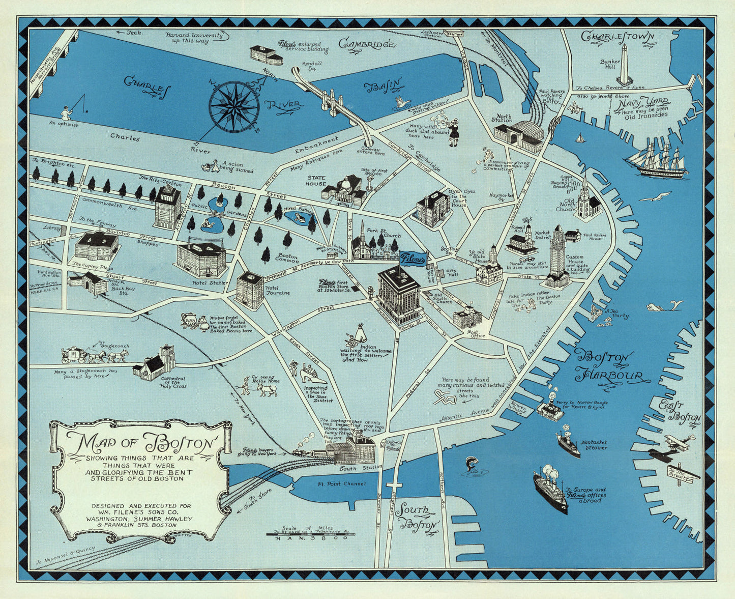 Vintage Map of Boston, Massachusetts, 1926 (A)