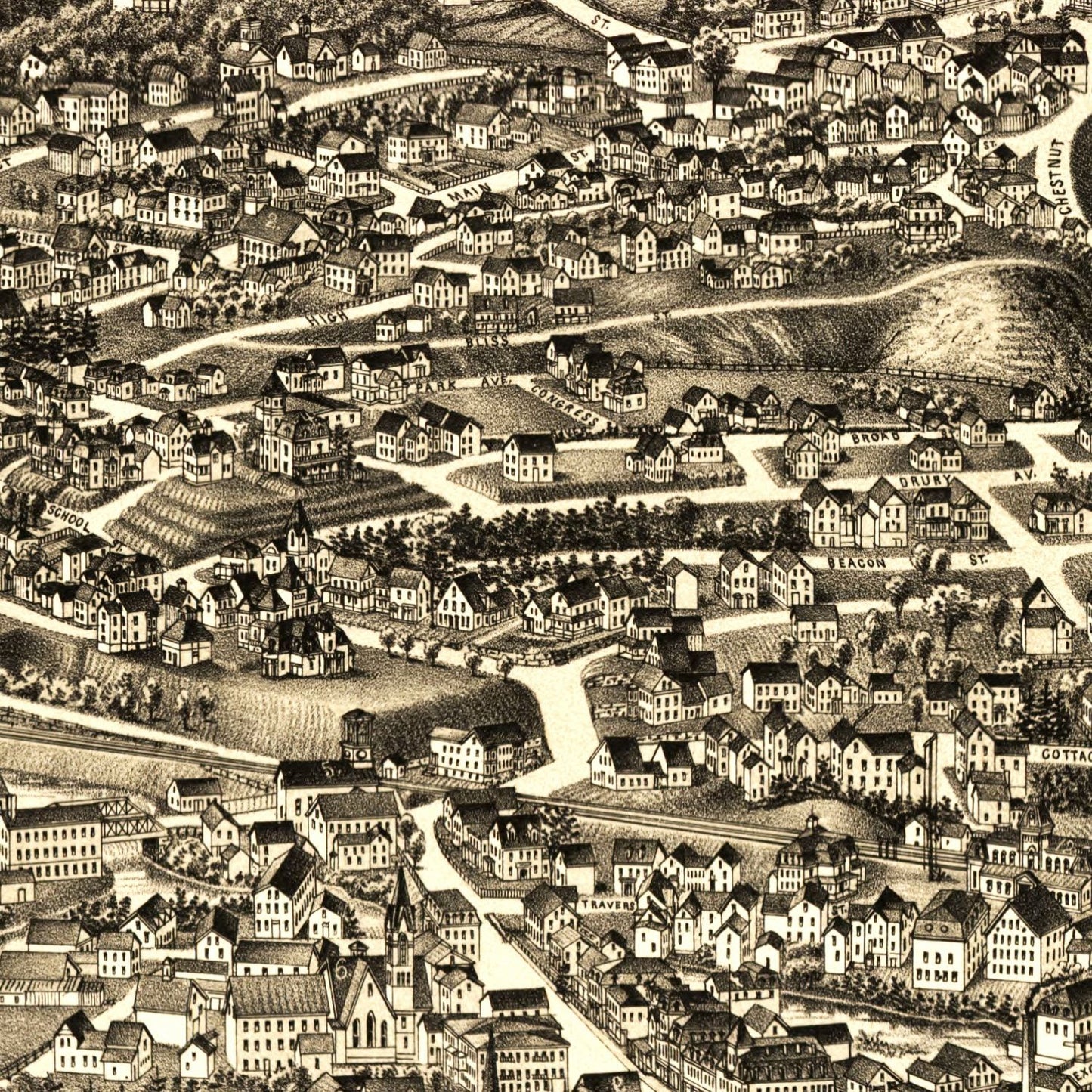 Vintage Map of Athol, Massachusetts, 1887