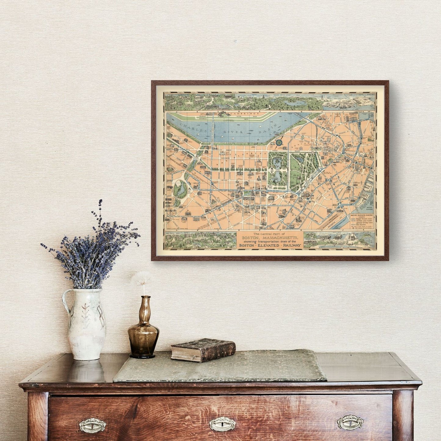 Vintage Map of Boston Massachusetts 1930 Wall Art