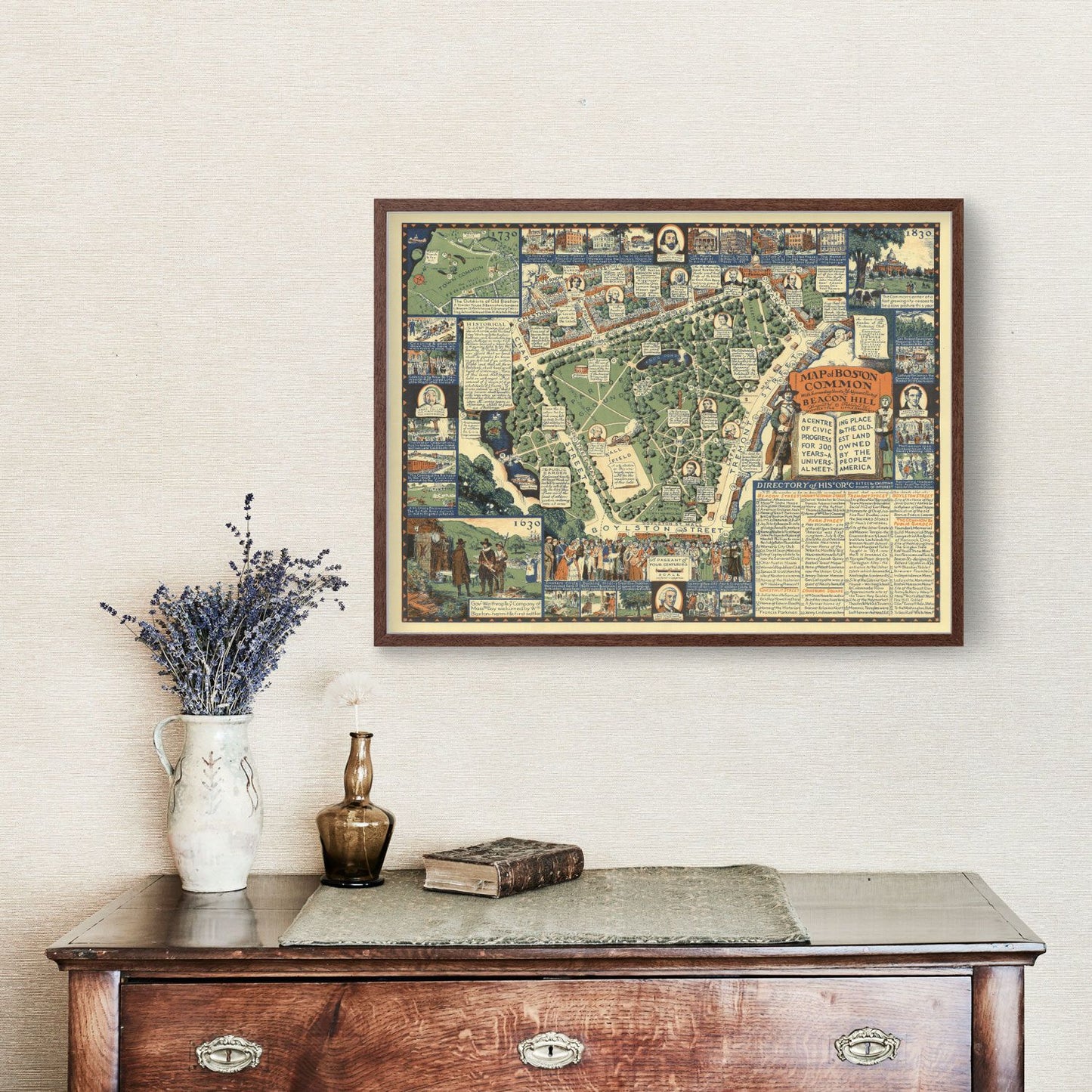 Vintage Map of Boston Massachusetts 1930 Print