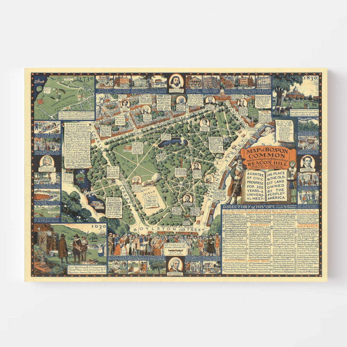 Vintage Map of Boston Massachusetts 1930 Print