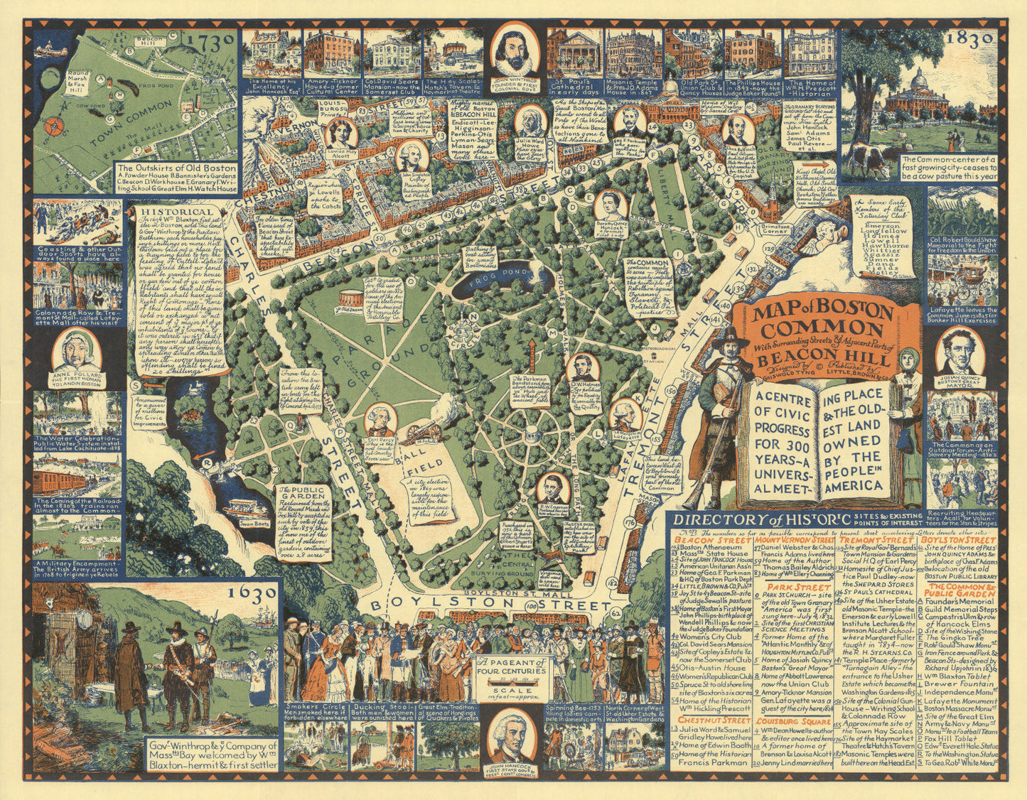 Vintage Map of Boston Massachusetts 1930 Print
