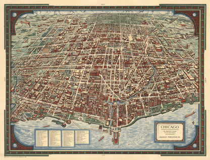 Vintage Map of Chicago, Illinois 1938
