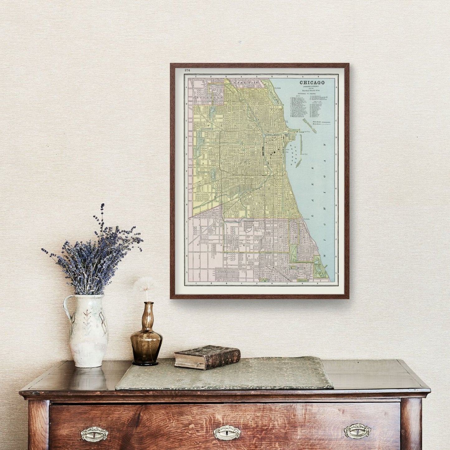Vintage Map of Chicago, Illinois, 1889