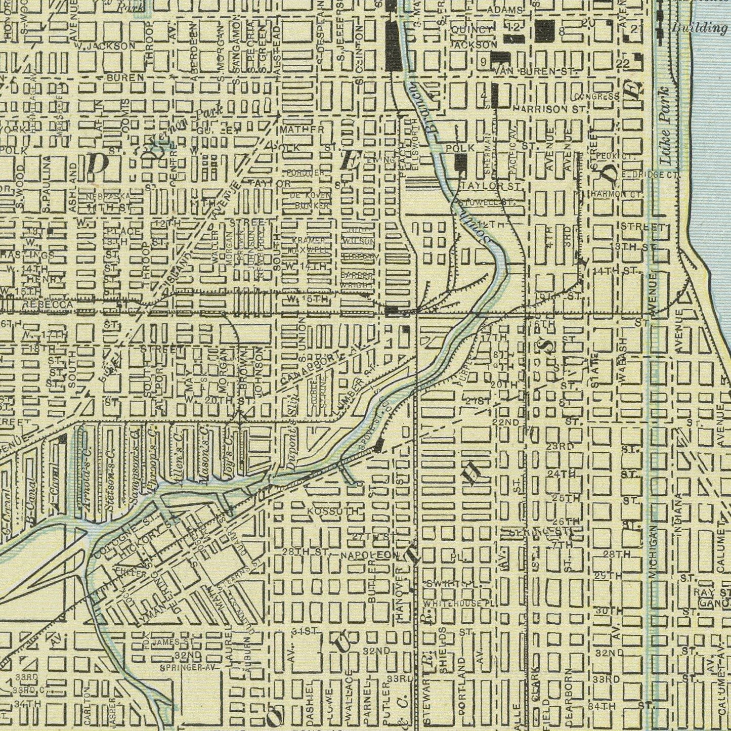 Vintage Map of Chicago, Illinois, 1889