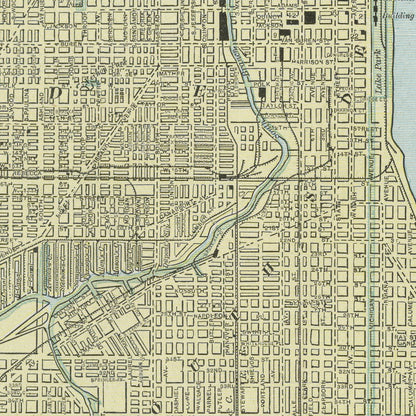 Vintage Map of Chicago, Illinois, 1889