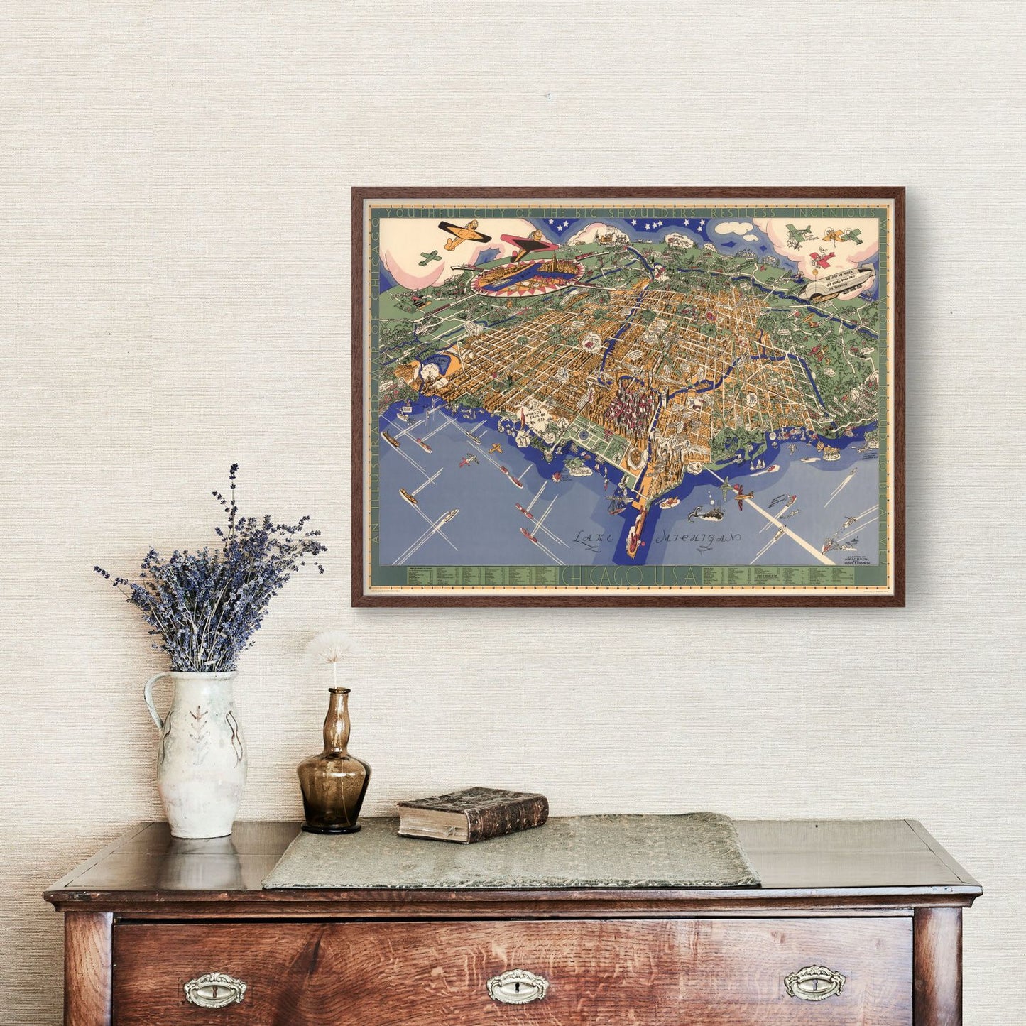Vintage Map of Chicago, Illinois, 1931