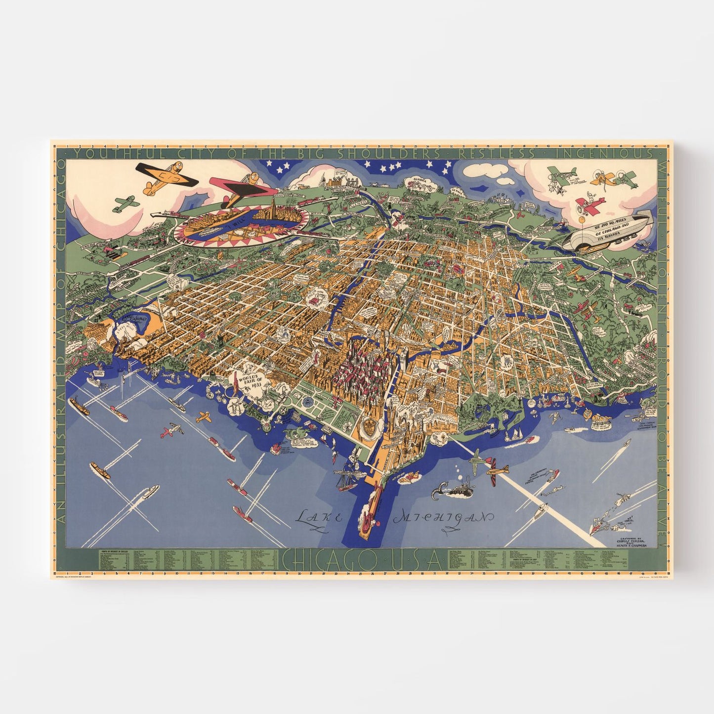 Vintage Map of Chicago, Illinois, 1931