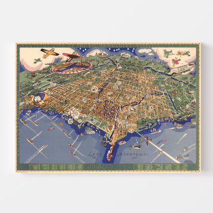 Vintage Map of Chicago, Illinois, 1931