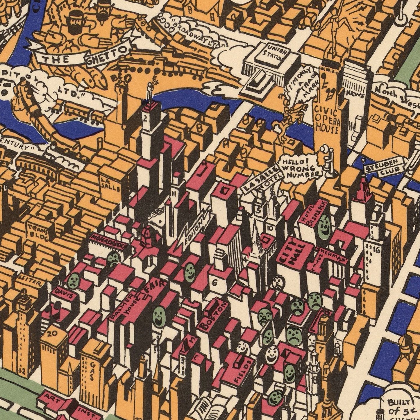 Vintage Map of Chicago, Illinois, 1931