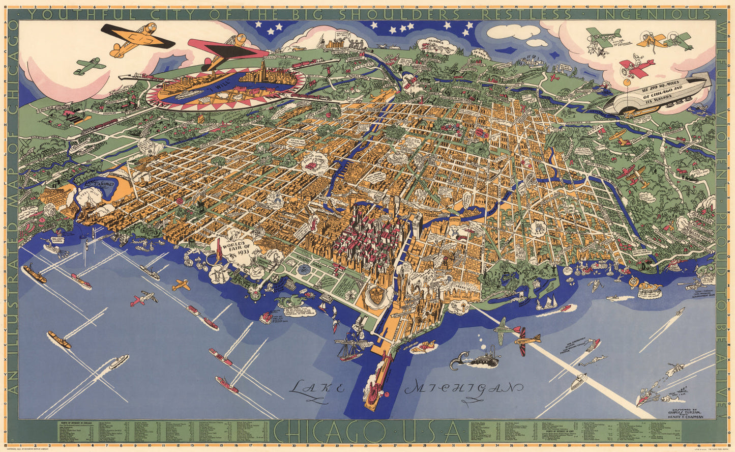 Vintage Map of Chicago, Illinois, 1931