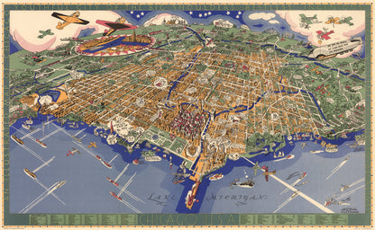 Vintage Map of Chicago, Illinois, 1931