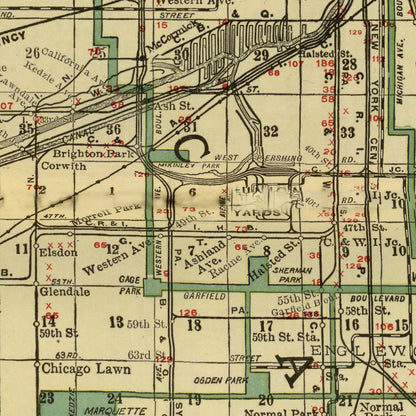 Vintage Map of Chicago, Illinois 1924