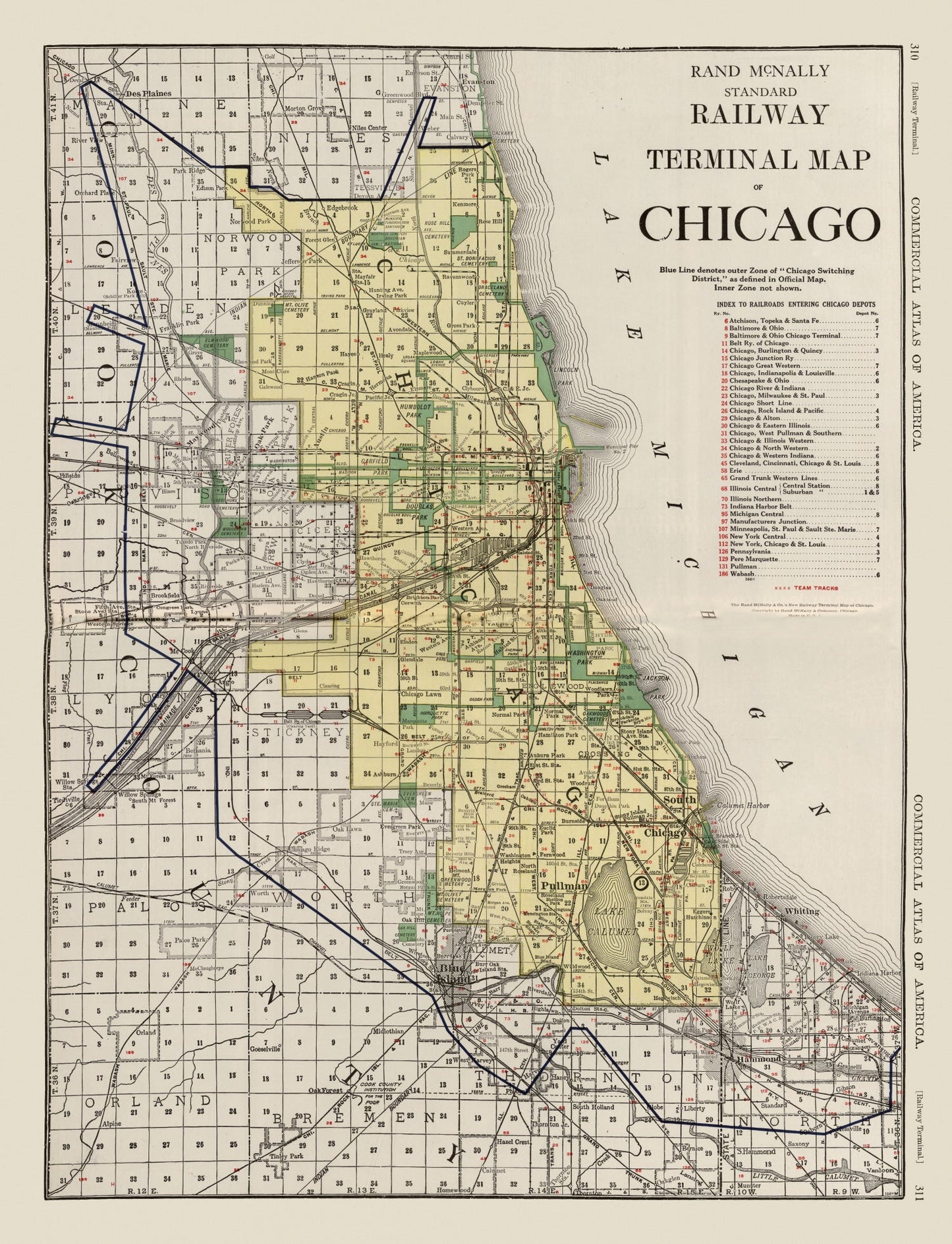 Vintage Map of Chicago, Illinois 1924