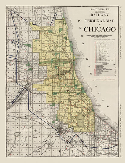 Vintage Map of Chicago, Illinois 1924