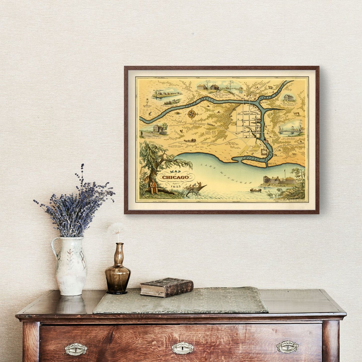 Vintage Map of Chicago, Illinois, 1933