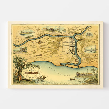Vintage Map of Chicago, Illinois, 1933