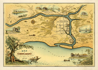 Vintage Map of Chicago, Illinois, 1933
