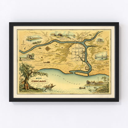 Vintage map of Chicago, Illinois, 1933 - digitally restored wall art print