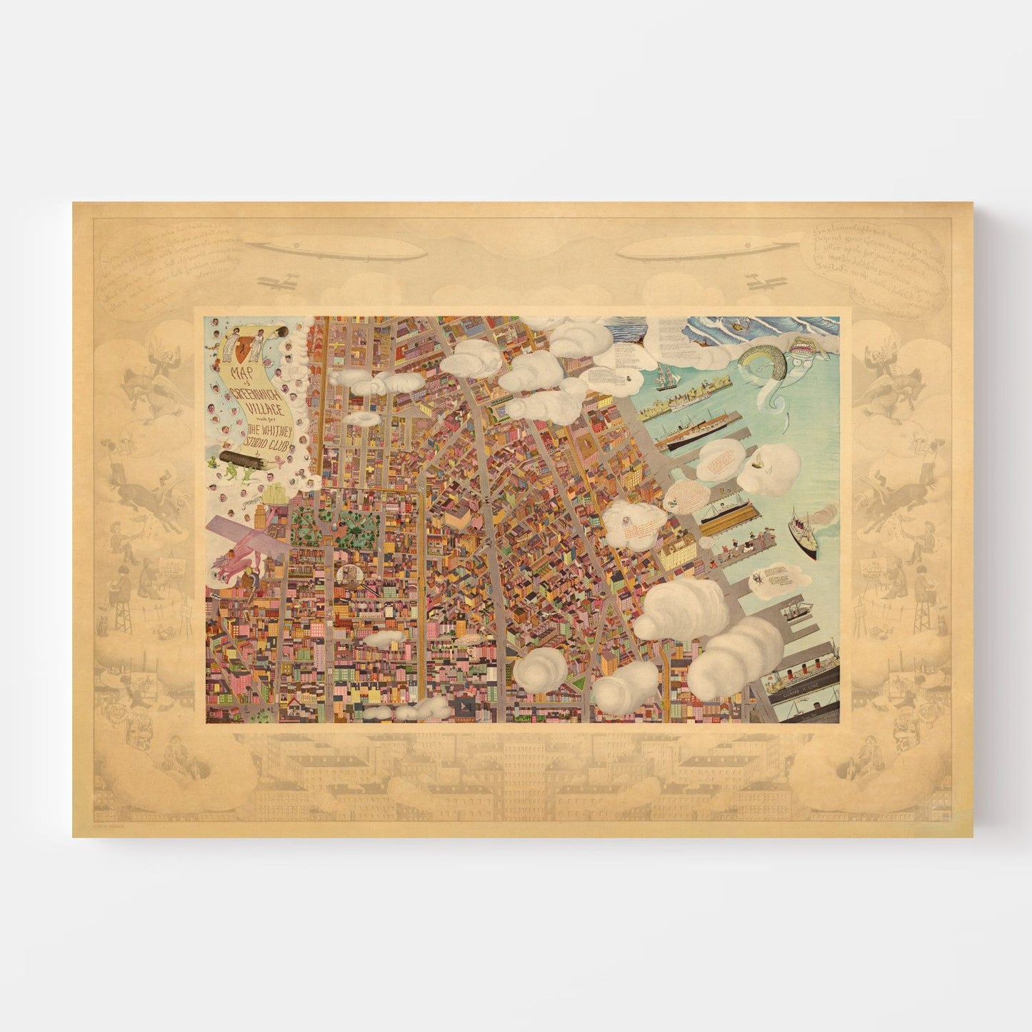 Vintage Map of Greenwich Village, New York, 1920