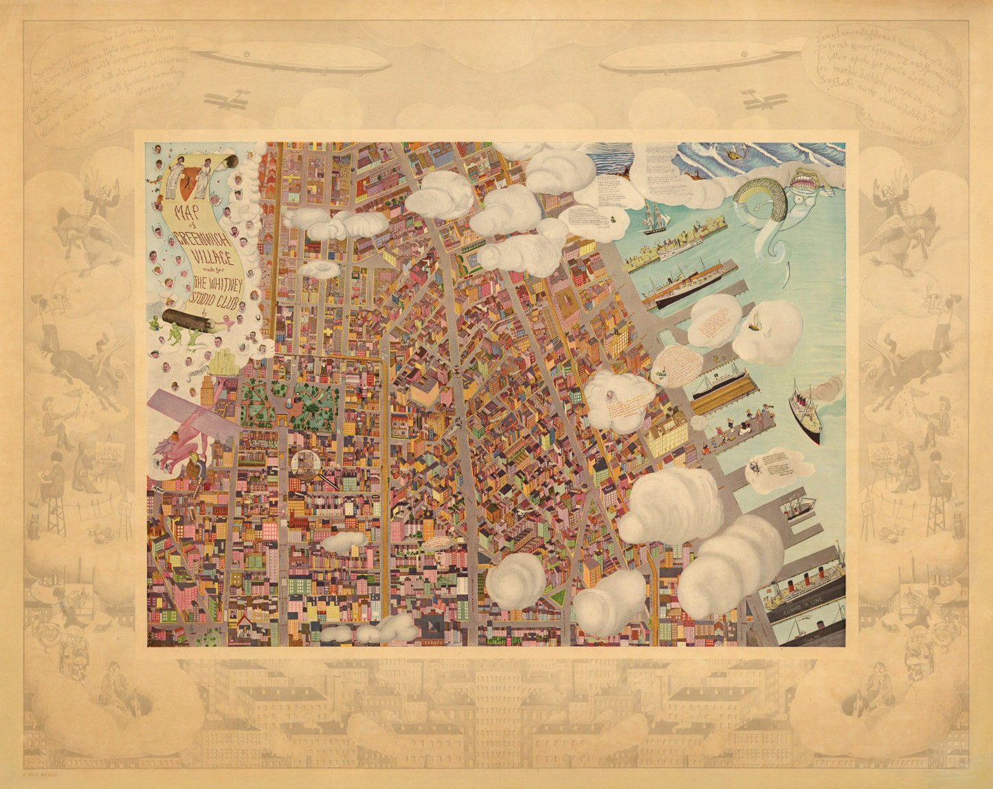 Vintage Map of Greenwich Village, New York, 1920