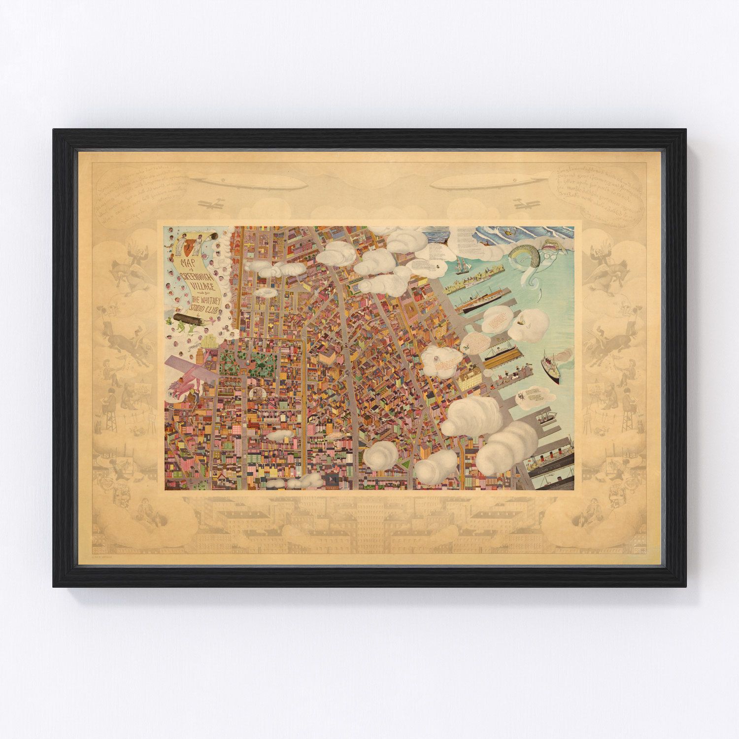 vintage map of Greenwich Village, New York, 1920