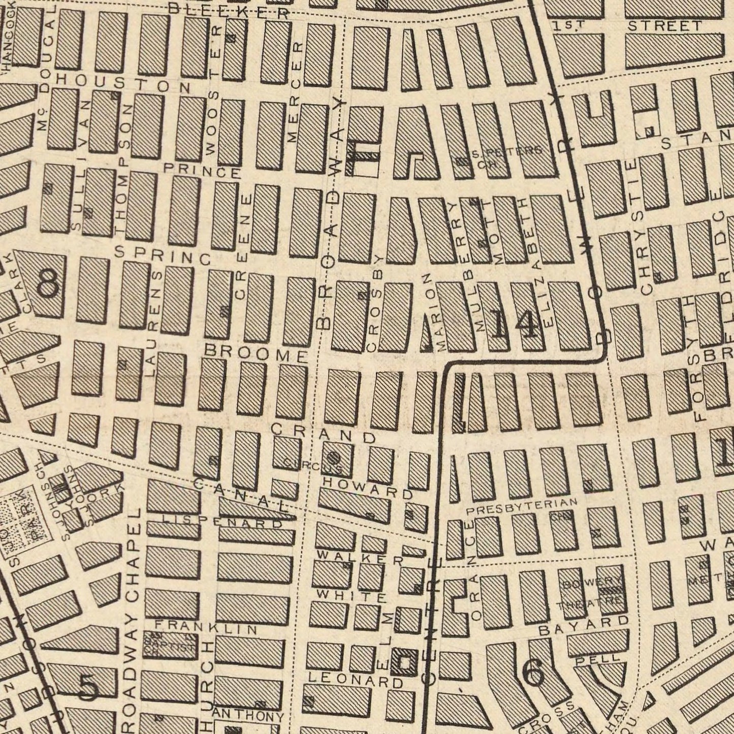 Vintage Map of New York City, New York, 1851 II
